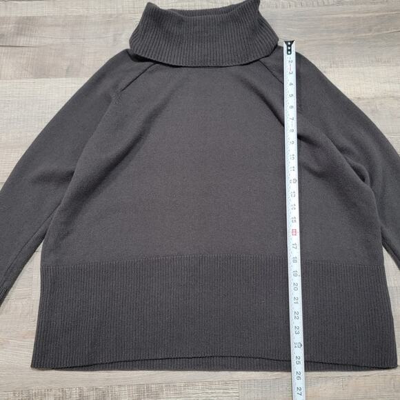 Athleta Wool Cashmere Aspen Turtleneck Sweater Sz Large Charcoal Gray Oversized - Picture 5 of 6